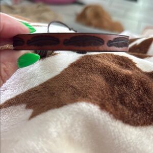 Brown Leather Bracelet with Black Design